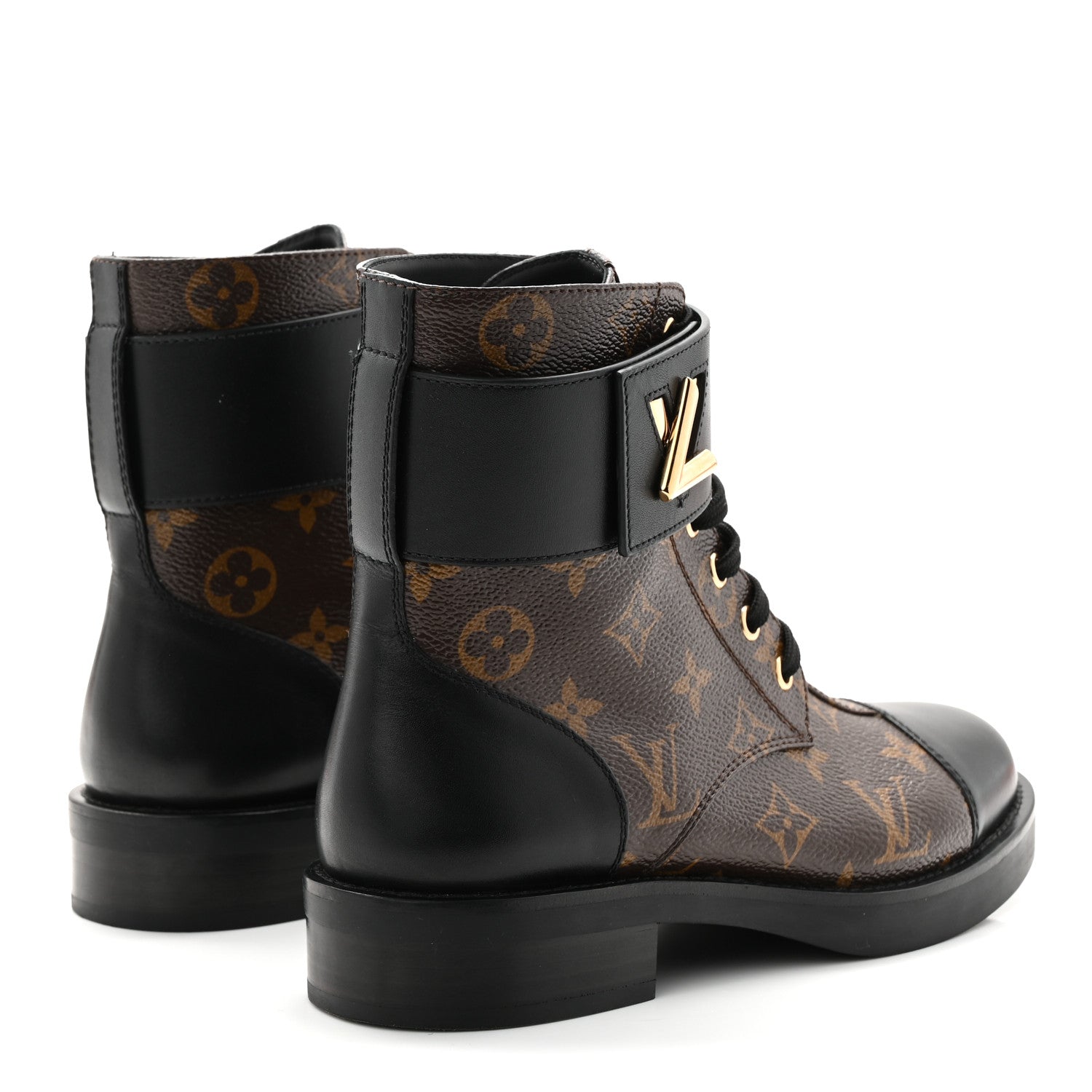 Louis Vuitton Calfskin Monogram Wonderland Flat Ranger Boots 36.5 Black 5 of 10