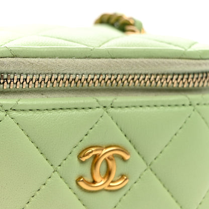 Chanel Lambskin Quilted Pearl Crush Mini Vanity Case With Chain Light Green 11 of 11