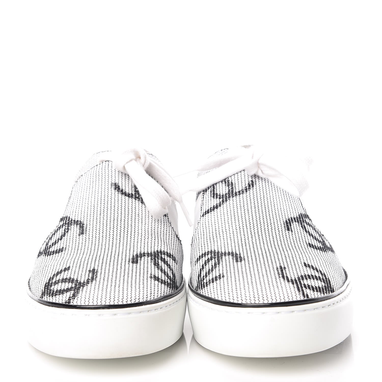 Chanel Embroidered Calfskin Womens CC Sneakers 39.5 Black White 2 of 8