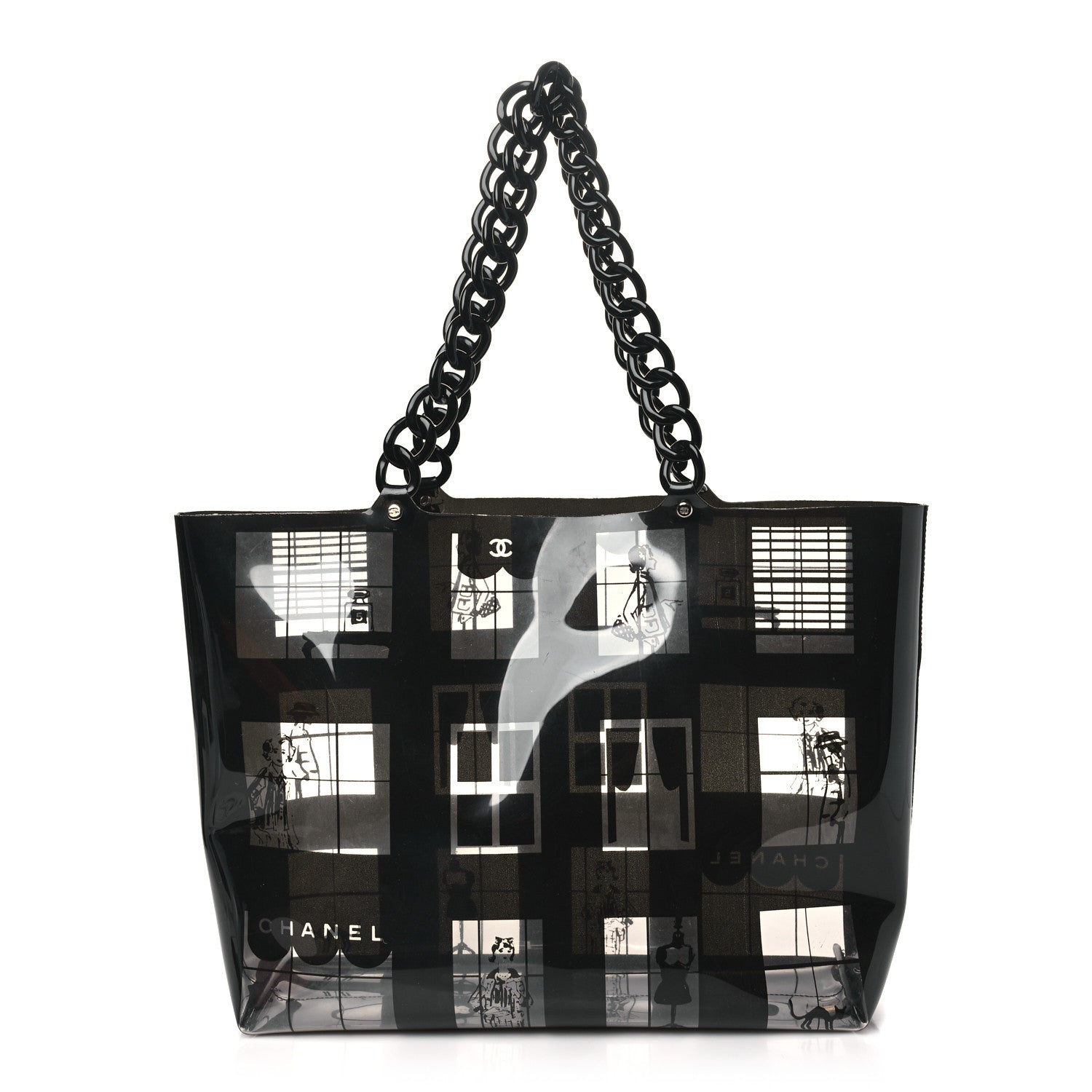 Chanel Vinyl Coco Window Tote Black 1 of 10