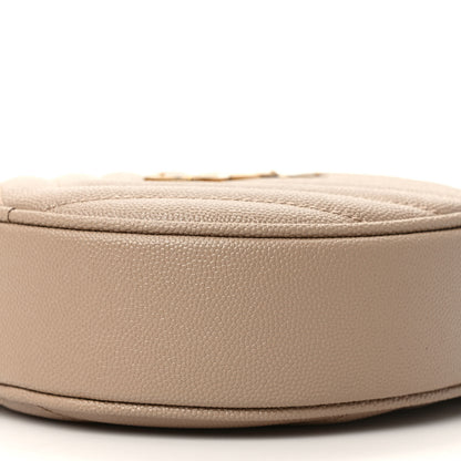 Saint Laurent Grain De Poudre Matelasse Chevron Quilted Round Vinyle Camera Bag Dark Beige 9 of 9