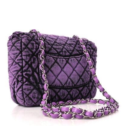 Chanel Washed Denim Quilted Small Denimpression Flap Violet Purple Black 3 of 9