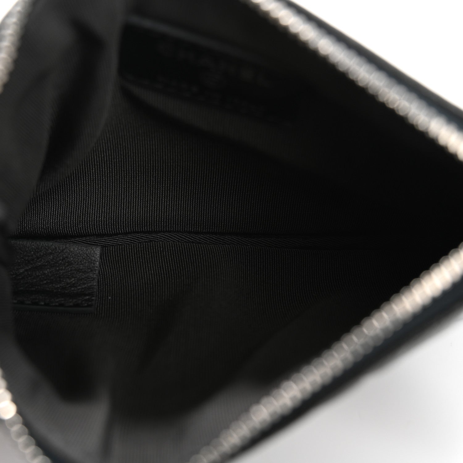 Chanel Goatskin Camellia Embossed Cosmetic Pouch Anthracite 5 of 12