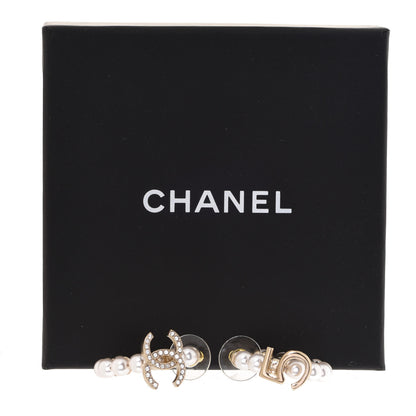 Chanel Crystal Pearl CC No 5 Hoop Drop Earring Gold 5 of 5