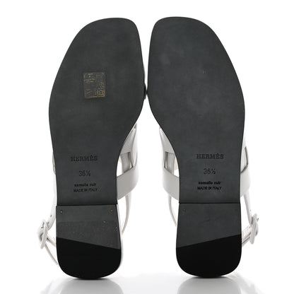 Hermes Nappa Womens Grace Sandals 36.5 White 5 of 20