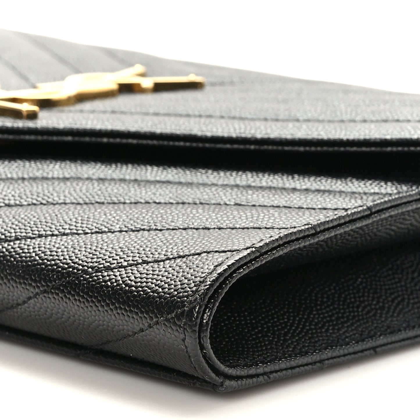 Grain De Poudre Matelasse Chevron Monogram Envelope Clutch Black