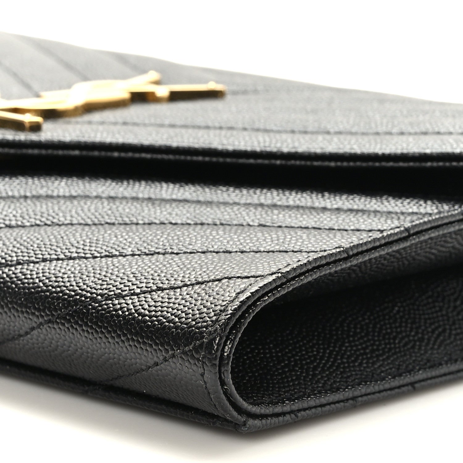 Saint Laurent Grain De Poudre Matelasse Chevron Monogram Envelope Clutch Black 9 of 9