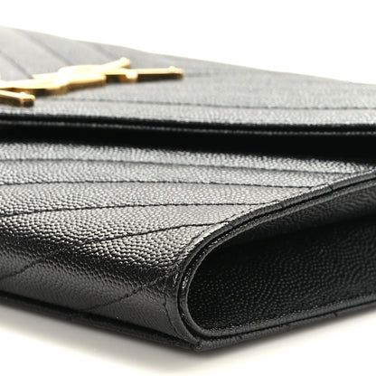 Saint Laurent Grain De Poudre Matelasse Chevron Monogram Envelope Clutch Black 9 of 9