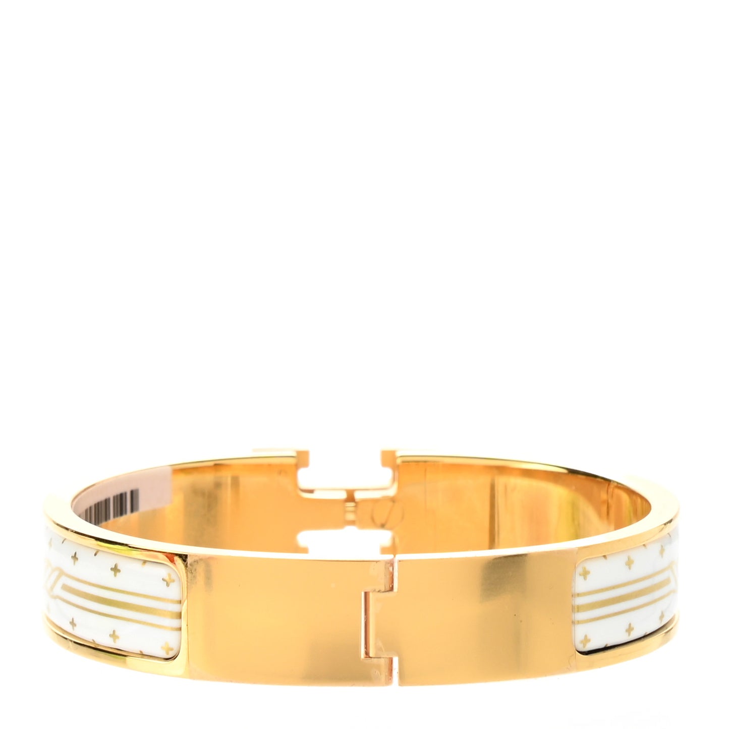 Enamel Printed Quadrige Au Fil Narrow Clic Clac H Bracelet PM Or White