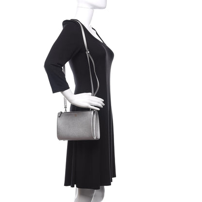 MCM Grained Calfskin Milla Double Crossbody Bag Spike Silver 2 of 11