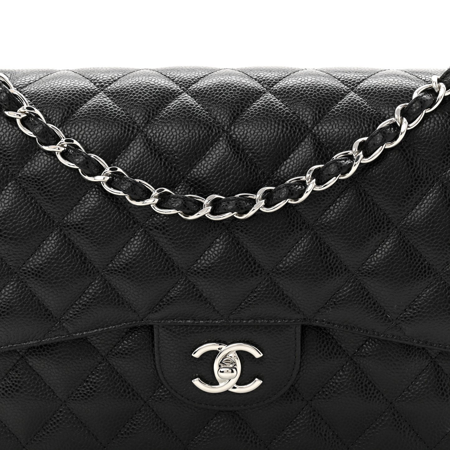 Caviar Quilted Jumbo Double Flap Black