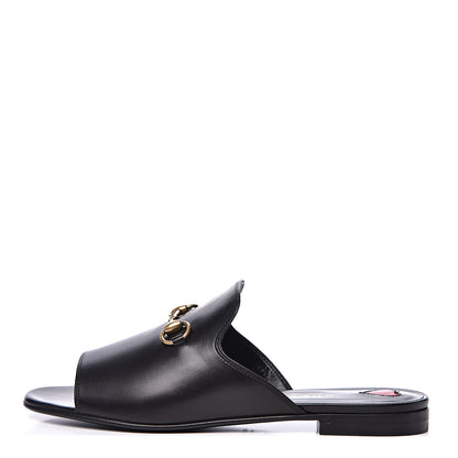 Gucci Malaga Kid Horsebit Slide Sandals 36.5 Black 1 of 10
