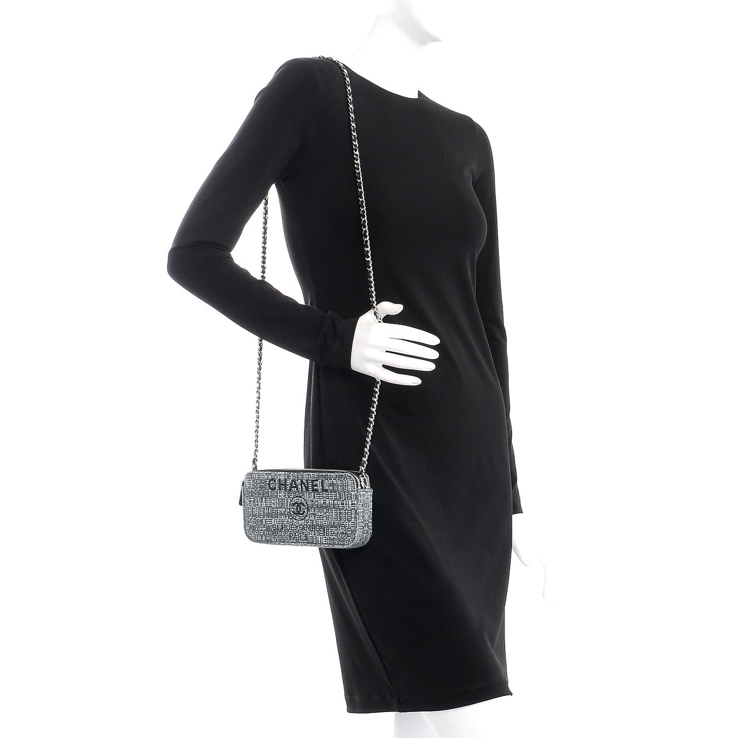 Canvas Small Deauville Clutch With Chain Charcoal