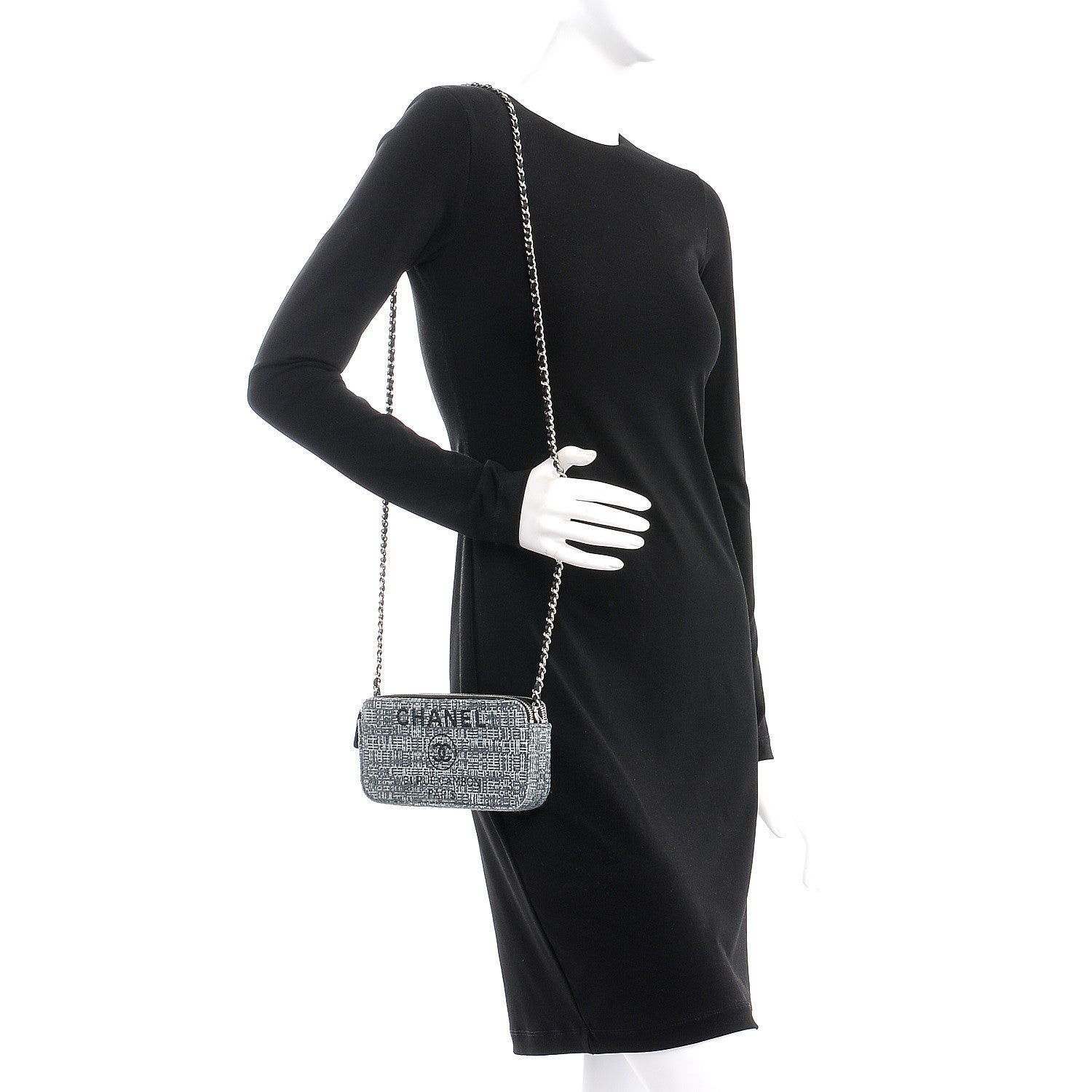Chanel Canvas Small Deauville Clutch With Chain Charcoal 2 of 8