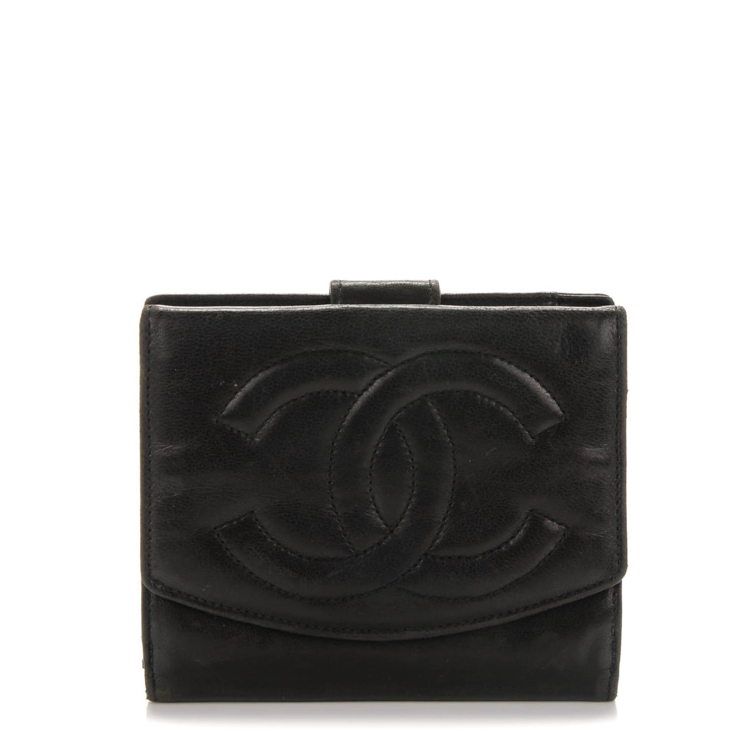 Lambskin Timeless CC Compact French Wallet Black