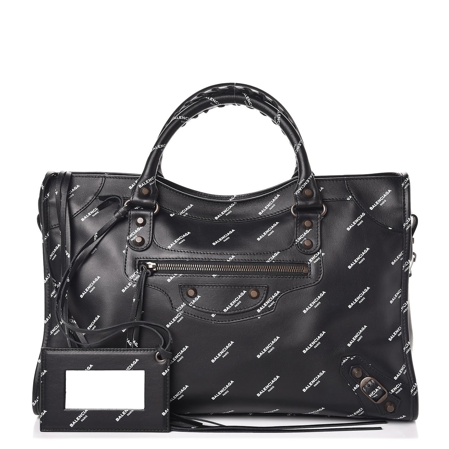 Veau Allover Logo Classic Hardware City Black White