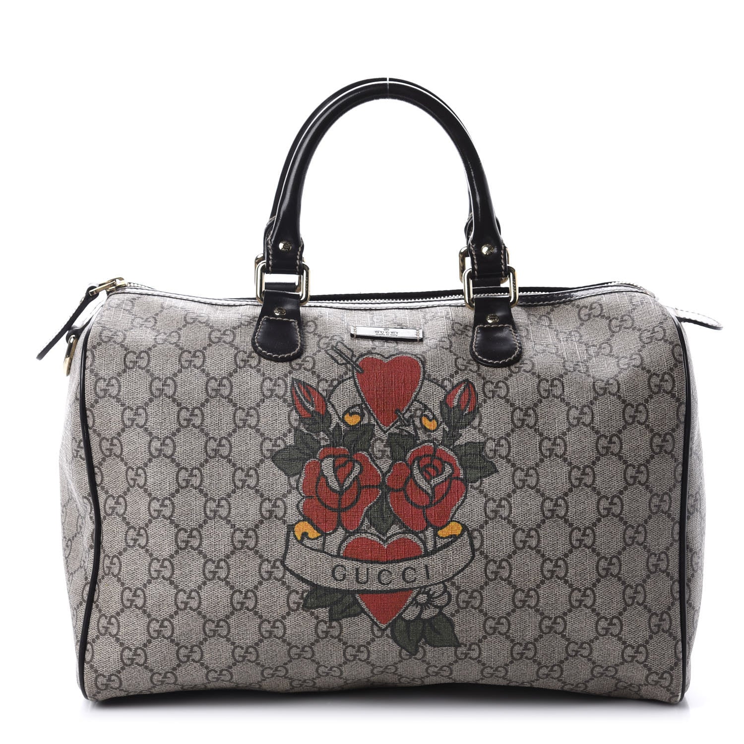 Gucci GG Plus Monogram Tattoo Heart Medium Joy Boston Dark Brown 1 of 12