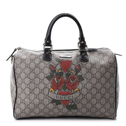 Gucci GG Plus Monogram Tattoo Heart Medium Joy Boston Dark Brown 1 of 12