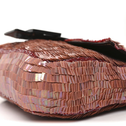 Fendi Sequin Beaded Baguette Pink Dark Brown 14 of 25