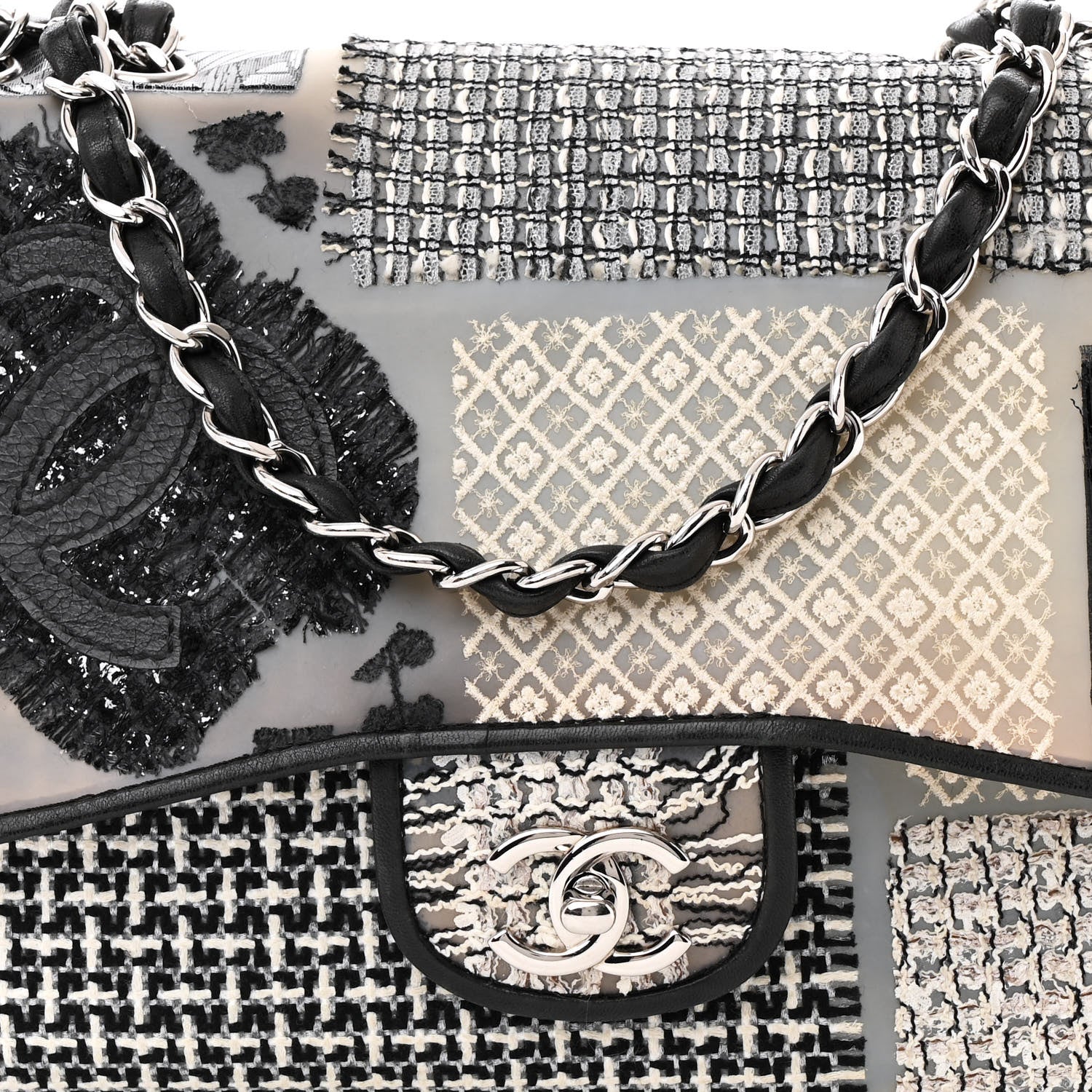 Chanel PVC Tweed Patchwork Jumbo Single Flap Black 8 of 14