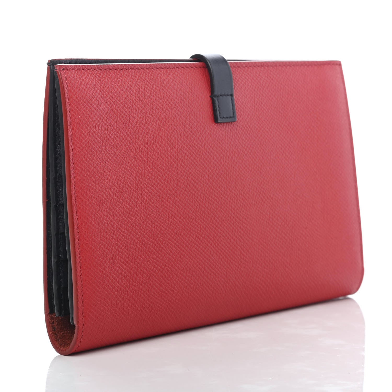 Celine Grained Calfskin Large Multifunction Strap Wallet Coquelicot 3 of 8