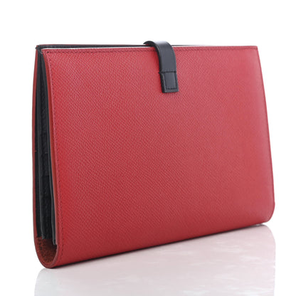 Celine Grained Calfskin Large Multifunction Strap Wallet Coquelicot 3 of 8