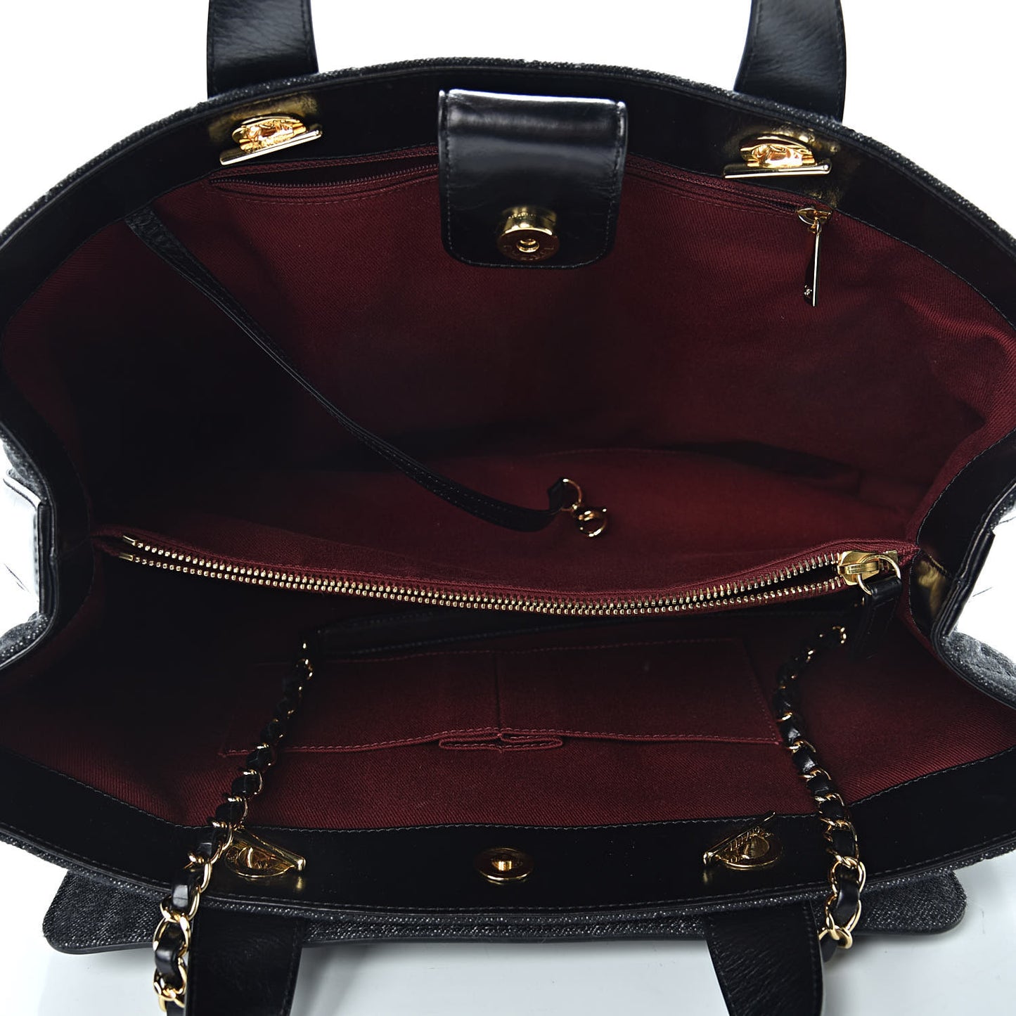 Denim Calfskin Quilted Tote Black
