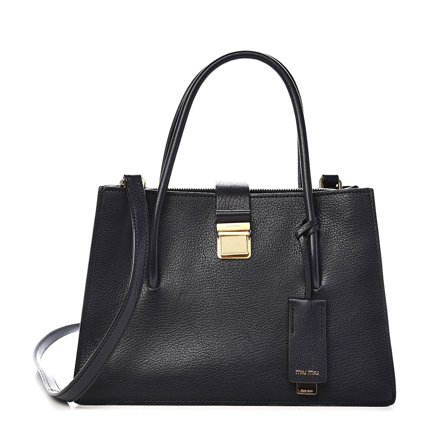 Miu Miu Goatskin Madras Tote Baltico 1 of 9