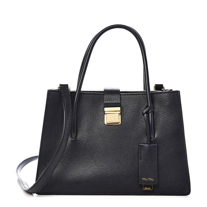 Miu Miu Goatskin Madras Tote Baltico 1 of 9
