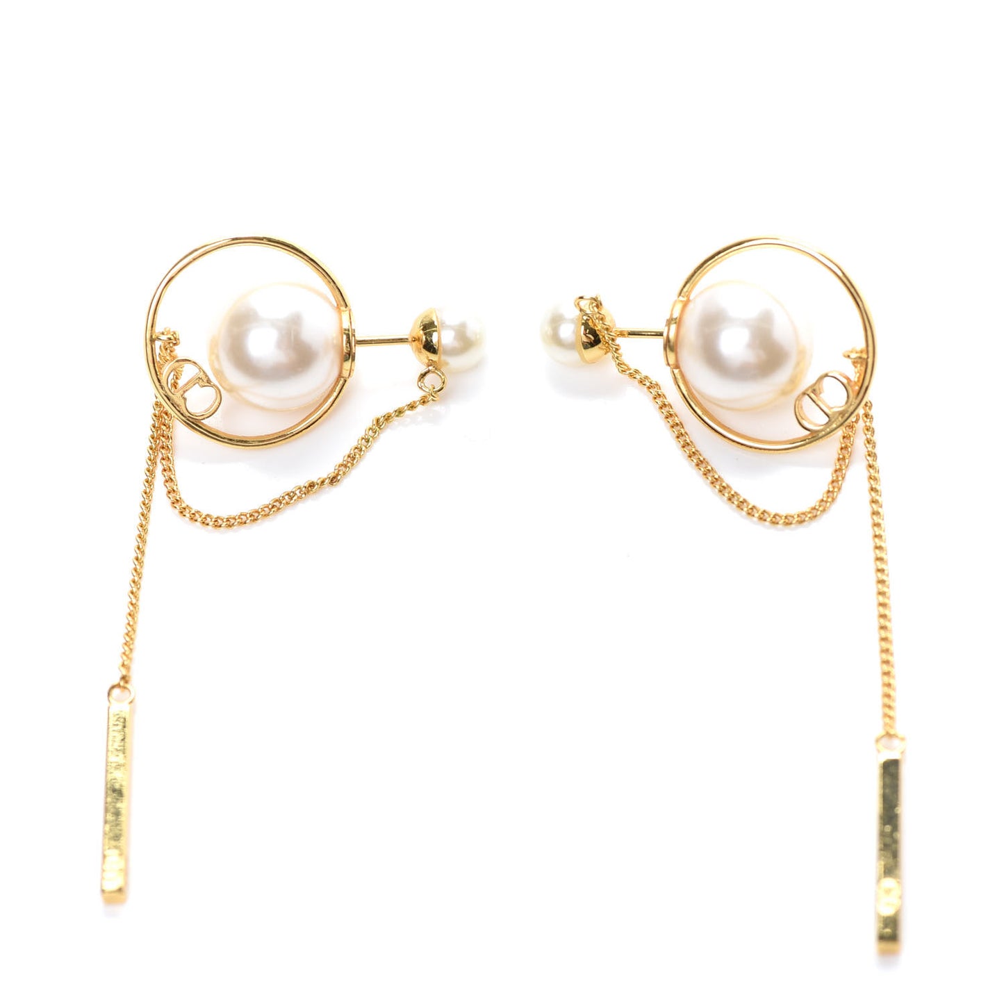 Pearl Tribales Dangle Chain Earrings Gold