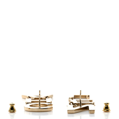 Chanel Metal Cha-Nel Logo Drop Earrings Gold 4 of 4