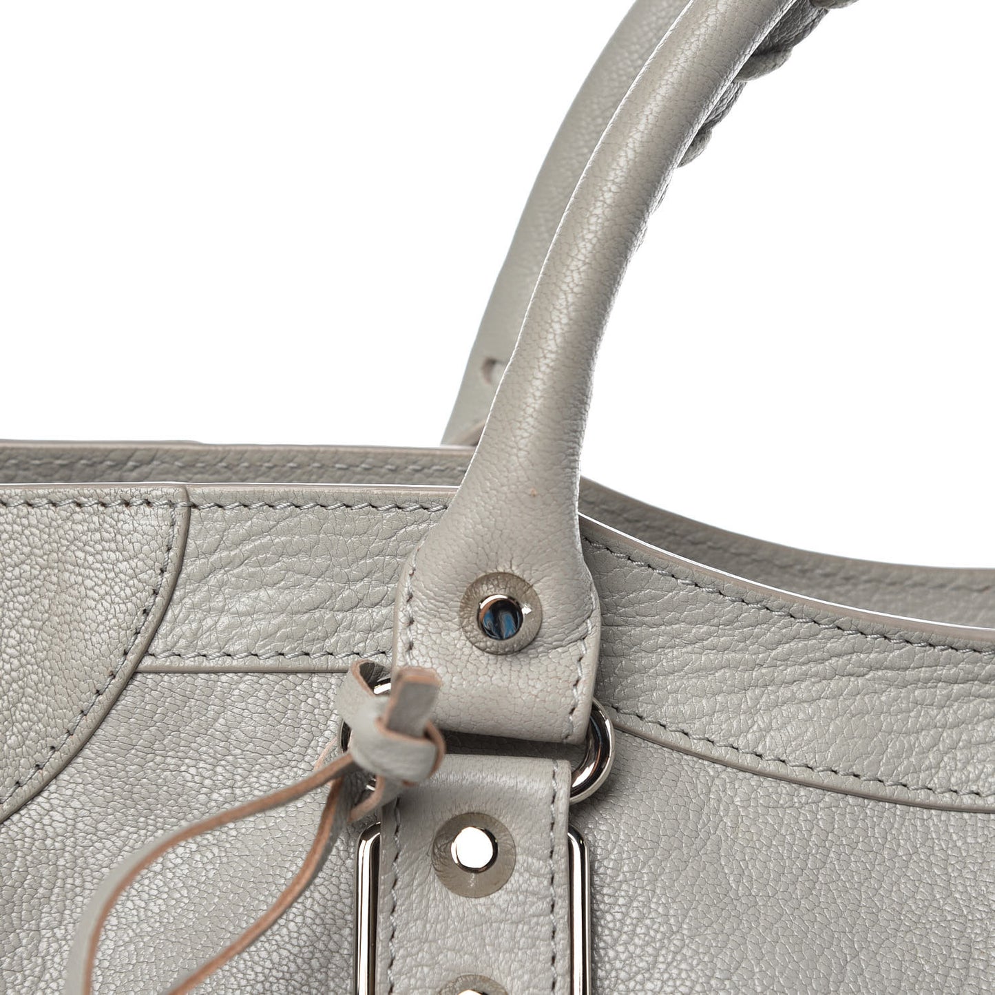 Chevre Silver Metallic Edge Hardware City Gris Glace