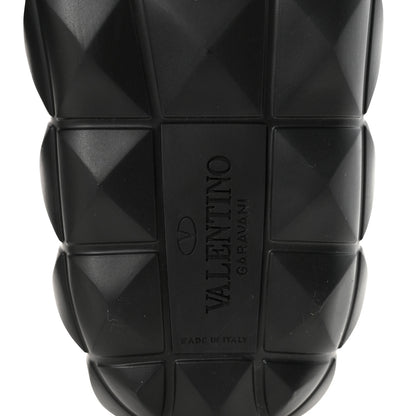 Valentino Garavani Rubber Roman Stud Turtle Slide Sandals 36 Black 7 of 8