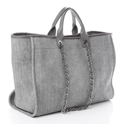 Chanel Woven Straw Raffia Medium Deauville Tote Grey 2 of 9