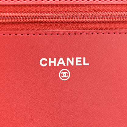 Chanel Caviar Quilted Boy Wallet On Chain WOC Red 6 of 12