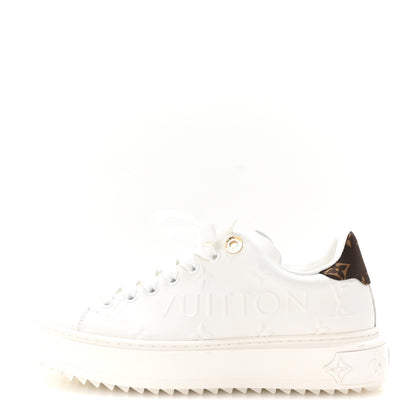Louis Vuitton Calfskin Debossed Nylon Monogram Time Out Sneakers 36 White 1 of 9