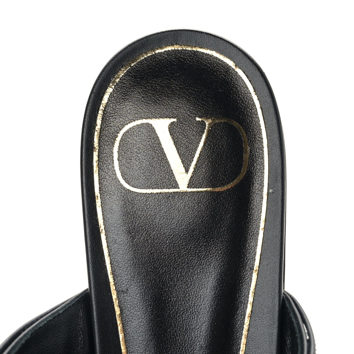Calfskin Roman Stud Ankle Strap Flat Mules 38.5 Black