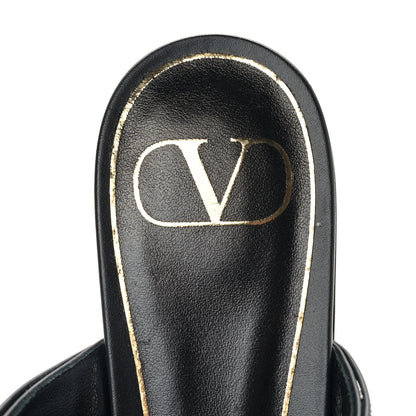Valentino Garavani Calfskin Roman Stud Ankle Strap Flat Mules 38.5 Black 7 of 8