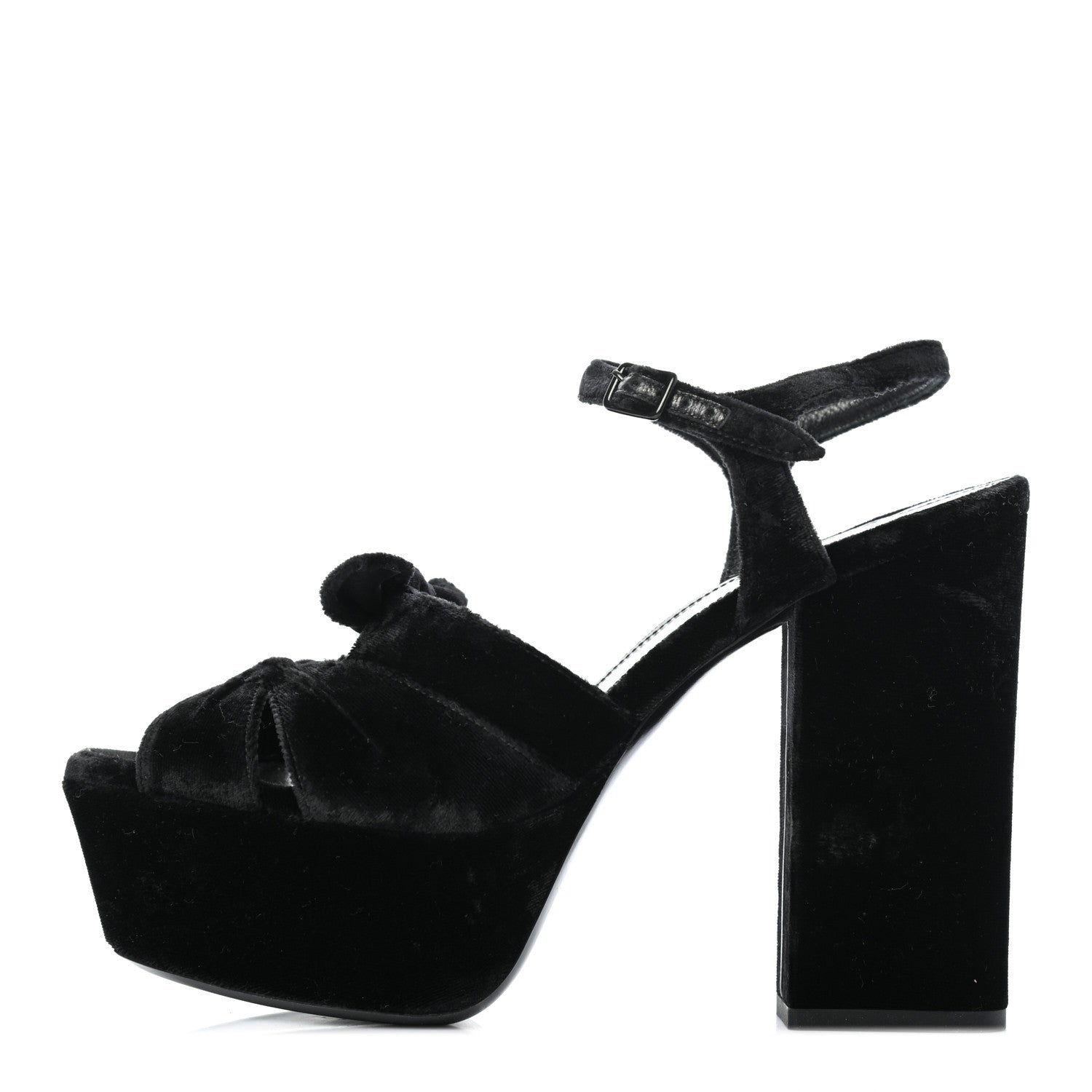Saint Laurent Crushed Velvet Farrah Platform Sandals 36.5 Black 1 of 11