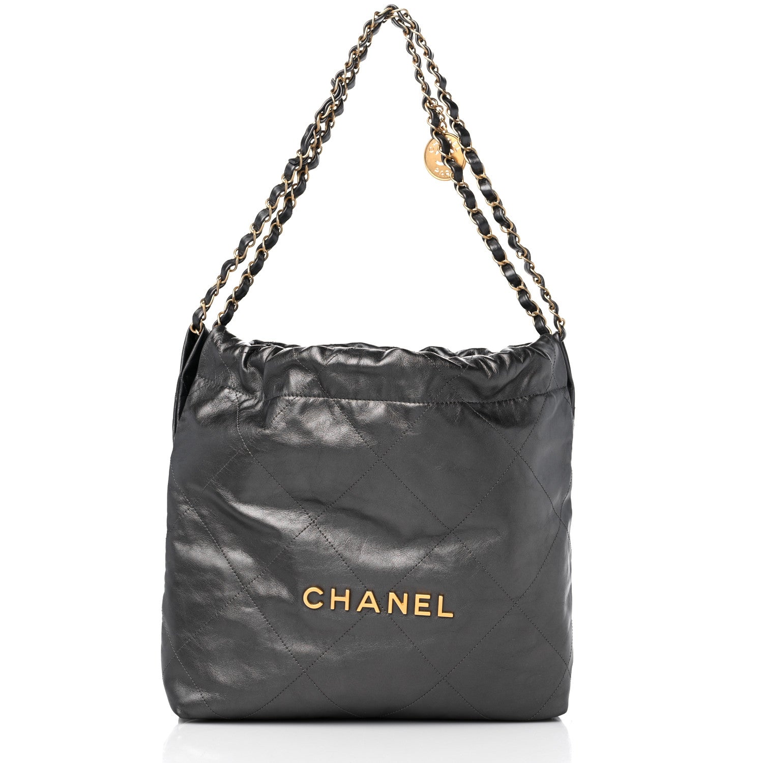 Chanel Metallic Calfskin Quilted Small Chanel 22 Ruthenium 3 of 10
