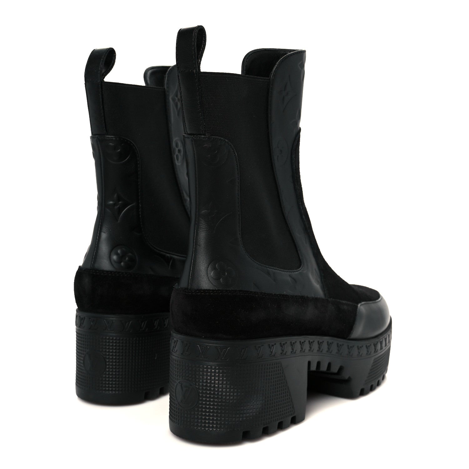 Louis Vuitton Suede Laureate Platform Chelsea Boot 41 Black 5 of 9