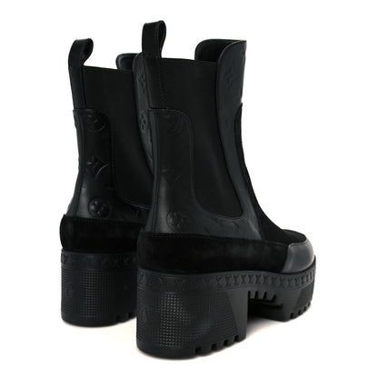 Louis Vuitton Suede Laureate Platform Chelsea Boot 41 Black 5 of 9