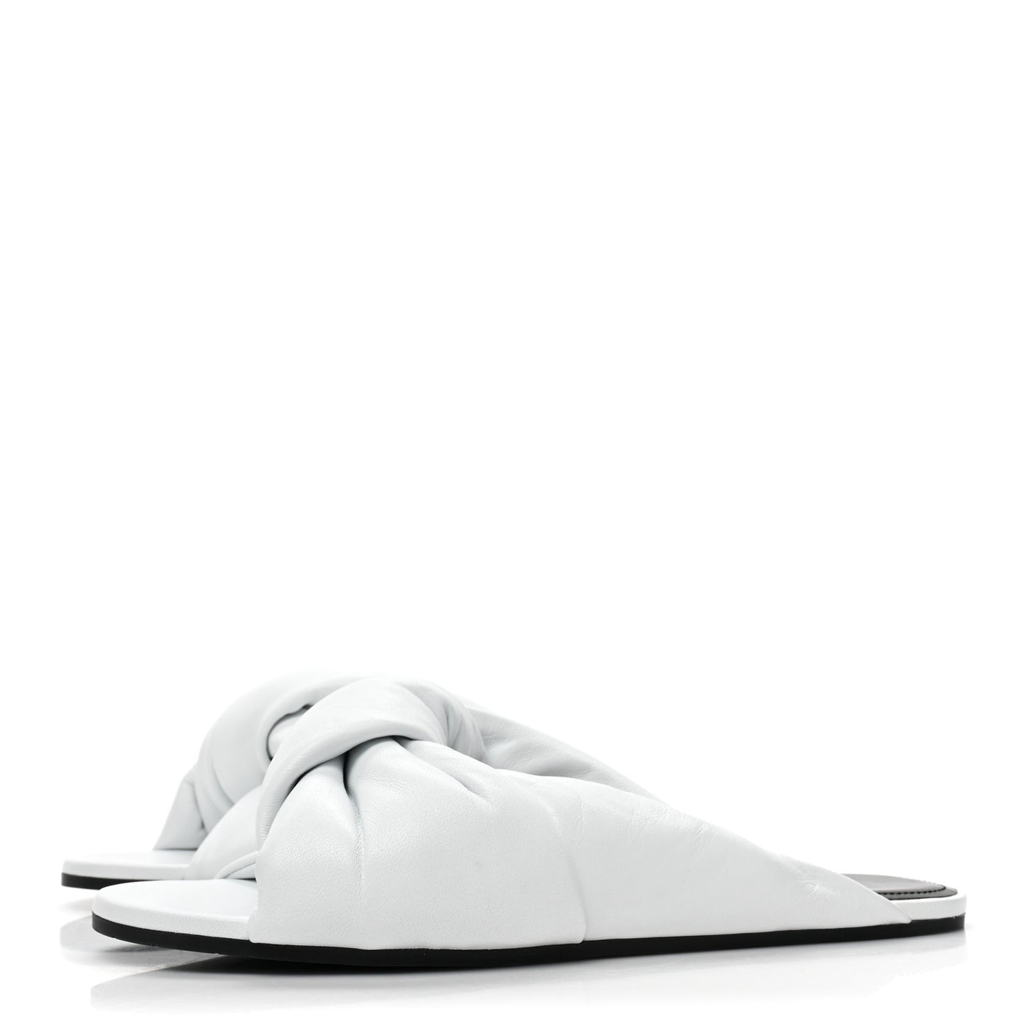 Lambskin Drapy Slide Sandals 39 Optical White