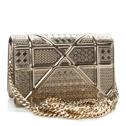 Christian Dior Metallic Patent Micro-Cannage Baby Diorama Flap Bag Gold 2 of 9