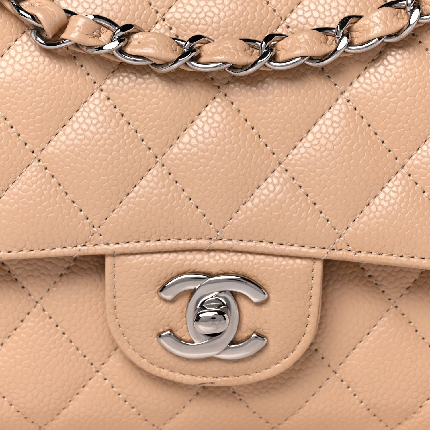 Chanel Caviar Quilted Medium Double Flap Light Beige 8 of 15