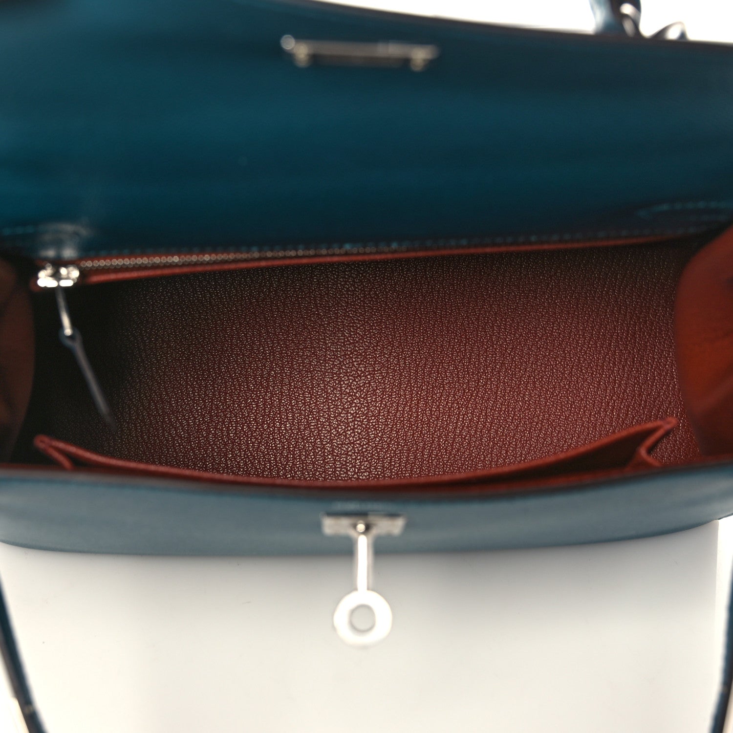 Hermes Madame Calfskin Verso Kelly Sellier 25 Vert Bosphore Sienne 5 of 10