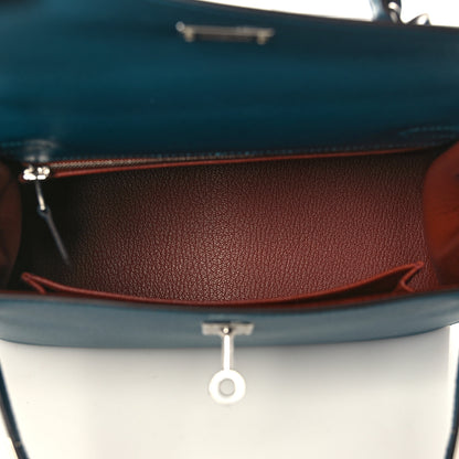 Hermes Madame Calfskin Verso Kelly Sellier 25 Vert Bosphore Sienne 5 of 10