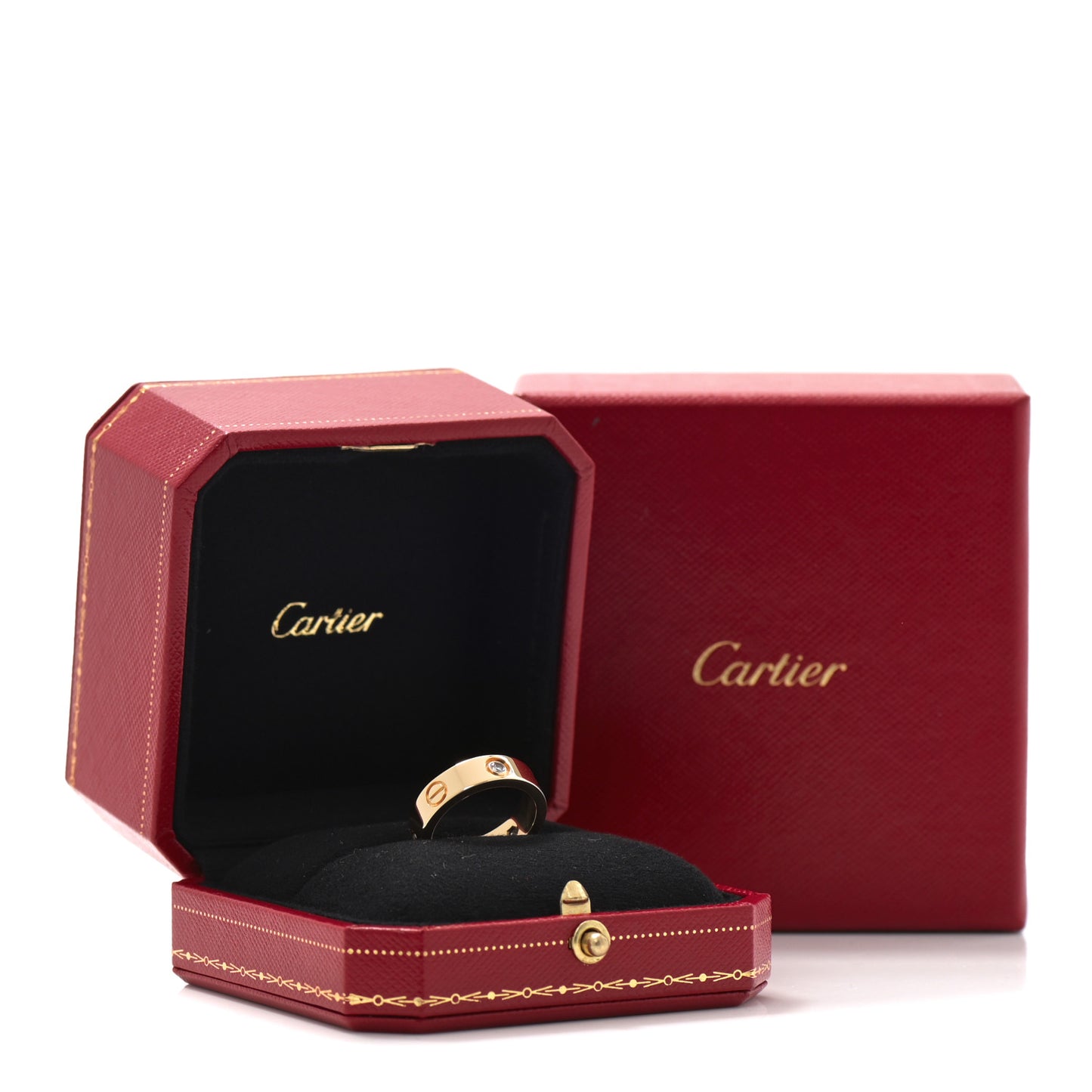 18K Yellow Gold 3 Diamond 5.5mm LOVE Ring 54 6.75