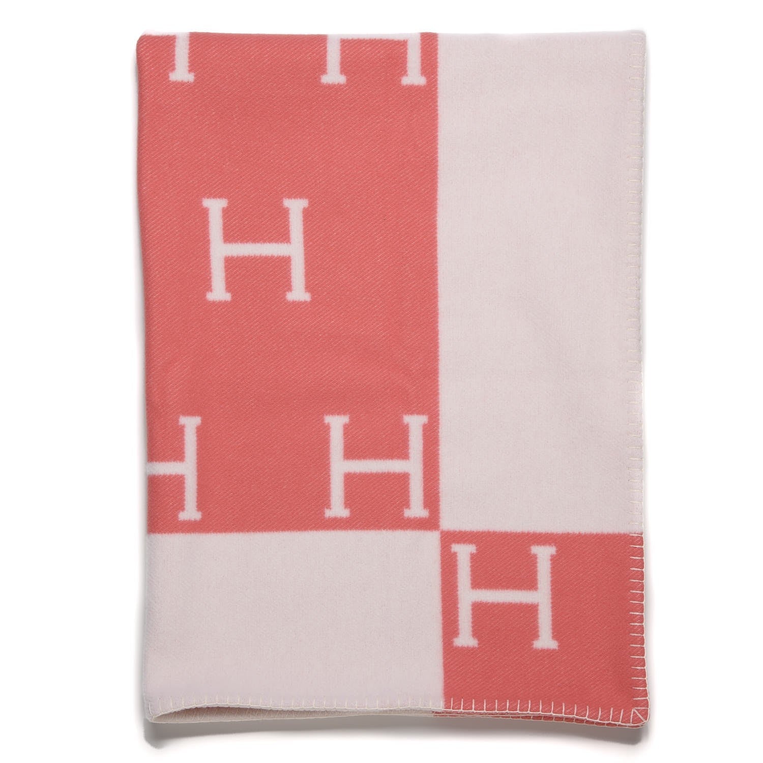 Hermes Wool Cashmere Avalon Baby Blanket Rose Airelle White 1 of 4