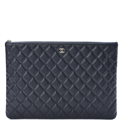 Chanel Caviar Quilted Large Cosmetic Case Dark Blue 1 of 8